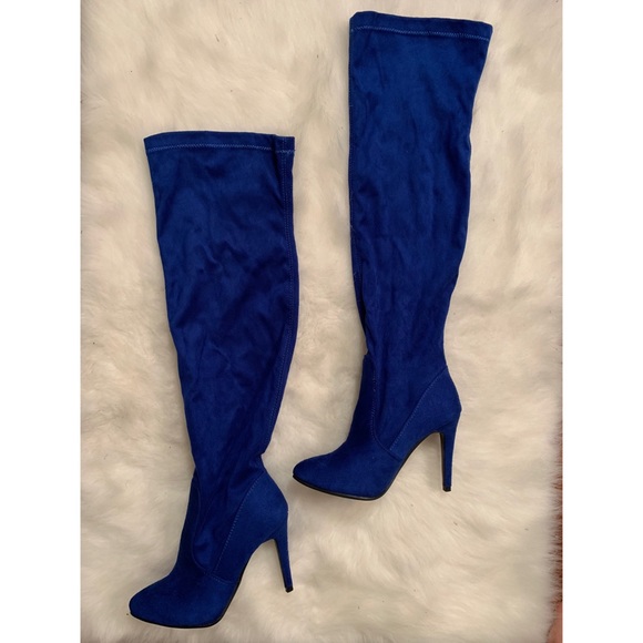 royal blue knee boots